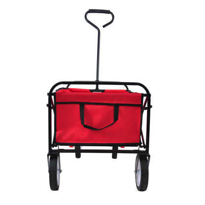 Folding Wagon Garden Shopping Beach Cart (Red)