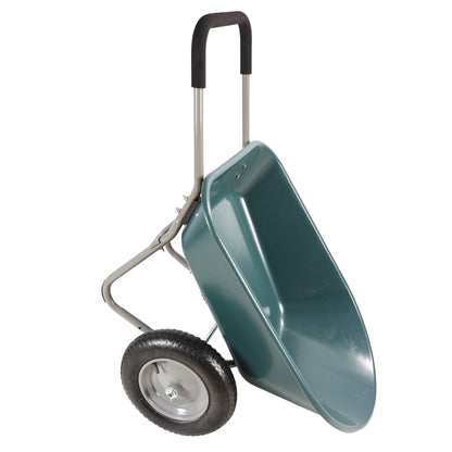 wheel barrow Two wheeled trolley for green garden 15 inch pneumatic wheel WB1001GN