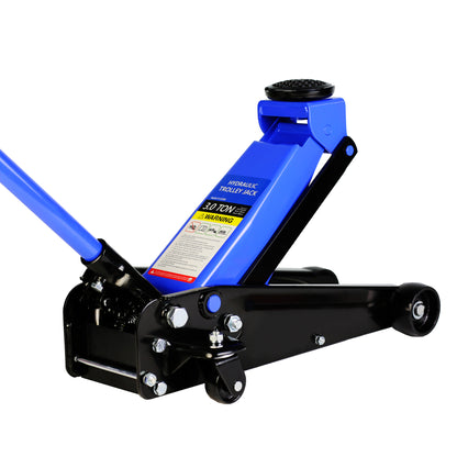 Hydraulic trolley Low Profile and Steel Racing 3Ton (6,000 lb) Capacity,  Floor Jack with Piston Quick Lift Single Pump, Blue Lifting range 5.1"-20"