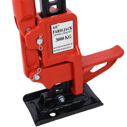 High Lift Farm Jack,60" Utility Farm Jack, 7000 lbs Capacity Ratcheting Off Road Utility Jack, Heavy-Duty Farm Jack for Tractor, Truck, SUV, Bumper Lift, RED