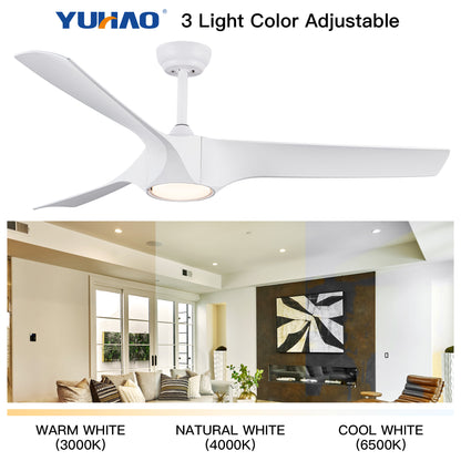 56 In.Intergrated LED Ceiling Fan with White ABS Blade