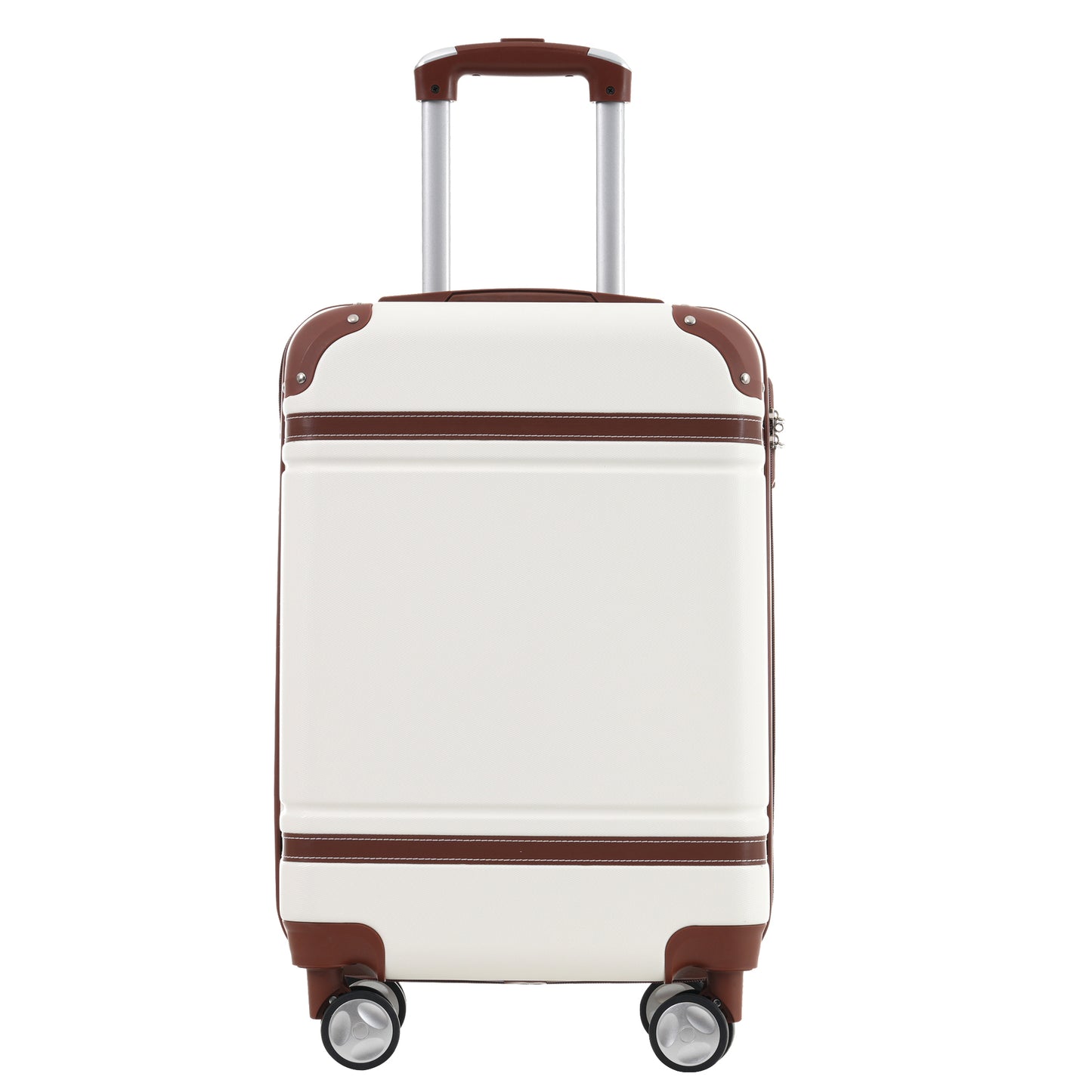 Hardshell Luggage Sets with Bags Lightweight Suitcase Double Spinner Wheels with TSA Lock ,Single Vintage Luggage 24 IN,White