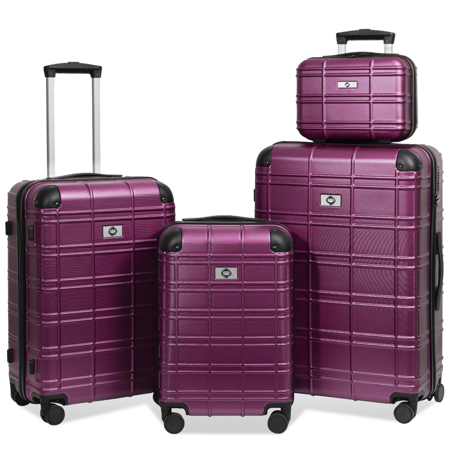 Luggage Sets ABS+PC Hardshell 4pcs  Luggage Hardside Lightweight Durable Suitcase sets Spinner Wheels Suitcase with TSA Lock (12/20/24/28),Purple