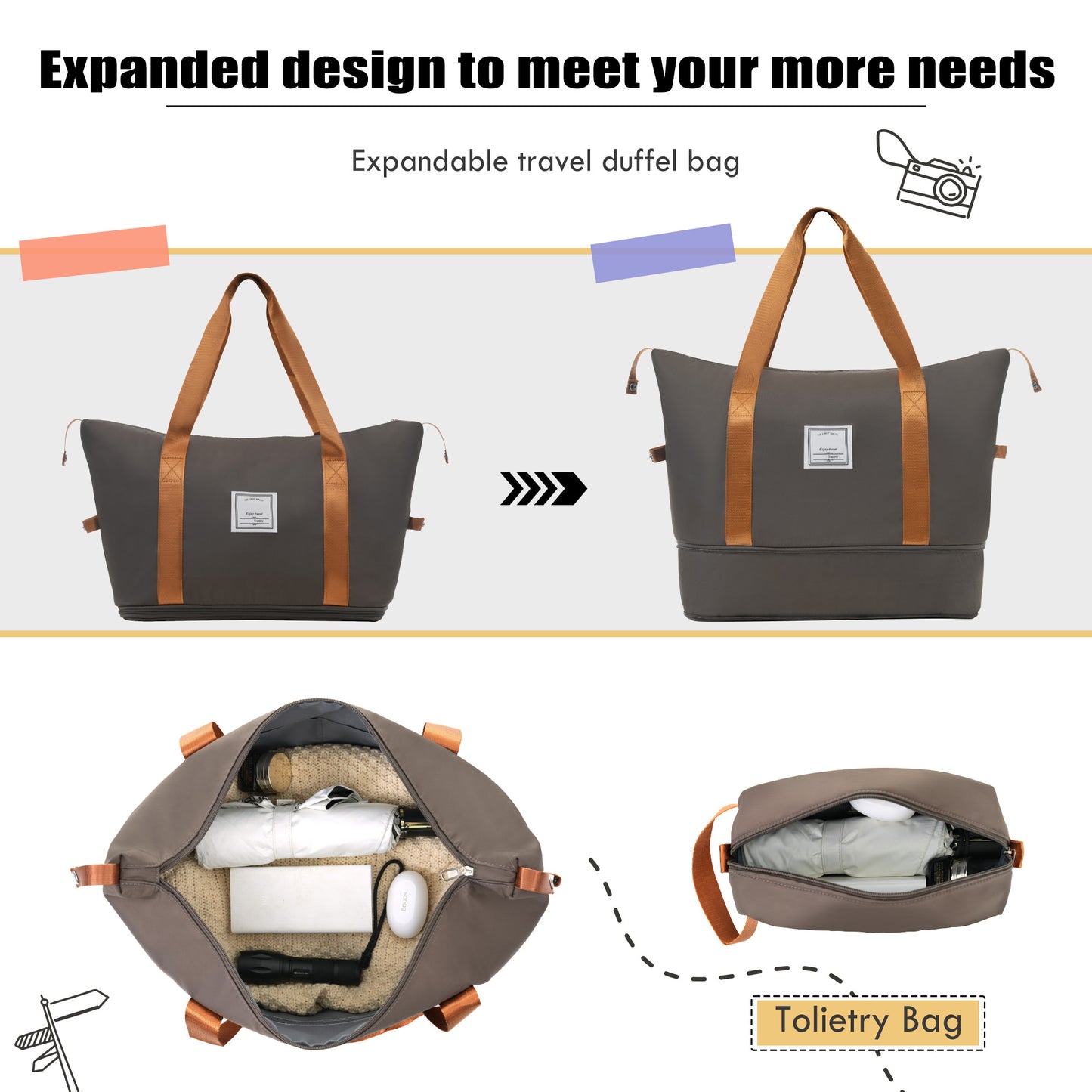 Softside Luggage Expandable 3 Piece Set Suitcase with Duffel Bag Upright Spinner Softshell Lightweight Luggage Travel Set