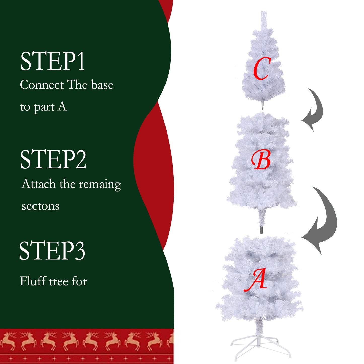 7.5FT White Slim Artificial Christmas Tree  Includes Foldable Metal Stand