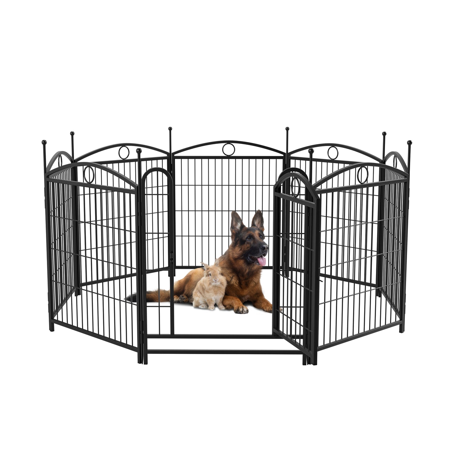 Dog Playpen Indoor 32 inch 8 Panels Metal Dog Pen Pet Dog Fence Outdoor Exercise Pen with Doors, Heavy Duty Dog Fence Puppy Pen for Large Medium Small Dogs Indoor Outdoor Foldable Pet Exercise Pen