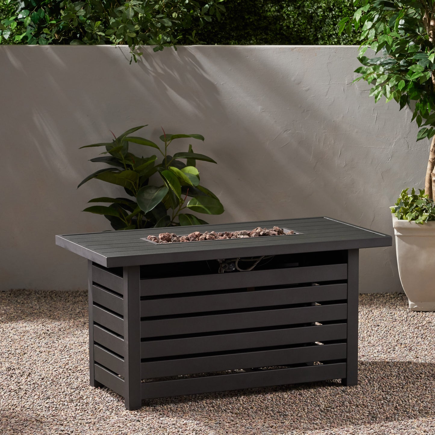 Rectangular Iron Fire Pit - 30,000BTU - Tank Cover Inside