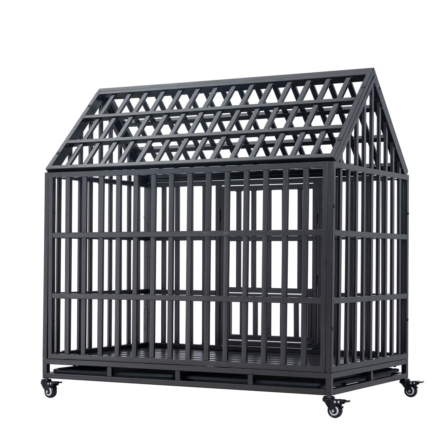 Heavy Duty Dog Cage  pet Crate with Roof & window on roof