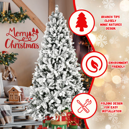 7.5FT PE+PVC  Floceked Christmas Tree with Easy Power & Memory Wire Technology, 400 Dual-Color LEDs With 10 Function, G45 Bulbs, and 1523 Tips , Innovative Holiday Experience!