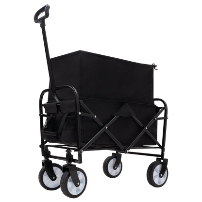 Collapsible Foldable Wagon Cart Beach Wagon Heavy Duty Utility Cart Utility Wagon Grocery Cart for for Camping Shopping Sports Gardeing Fishing 
Supports 225lbs ,All-Terrain Wheels black