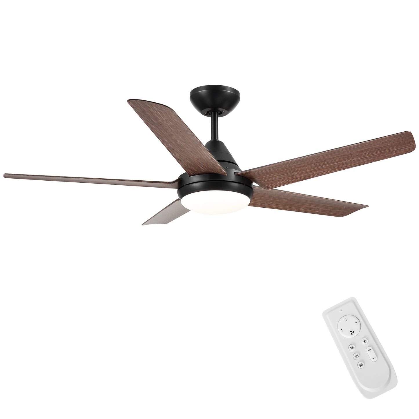 48 In Intergrated LED Ceiling Fan Lighting with Brown Wood Grain ABS Blade