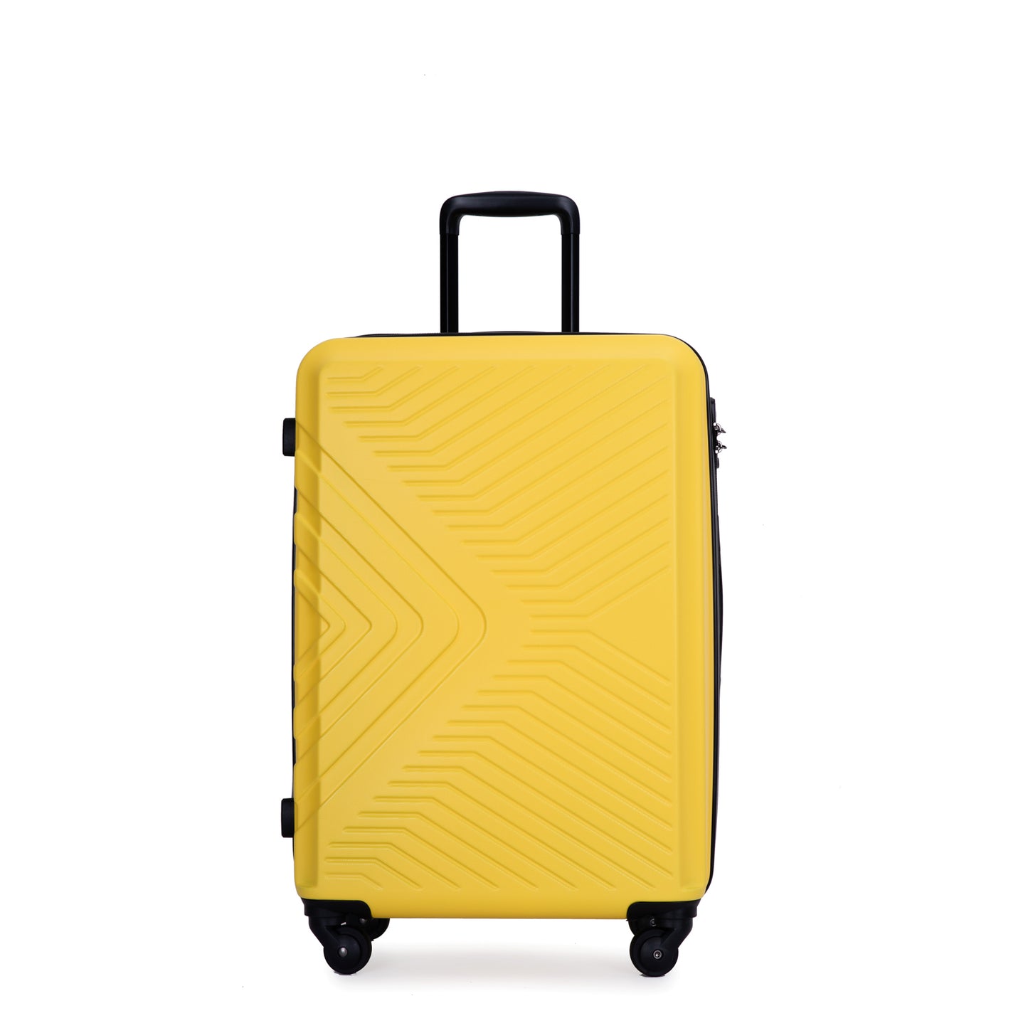 3 Piece Luggage Sets ABS Lightweight Suitcase with Two Hooks, Spinner Wheels, TSA Lock, (20/24/28), Yellow