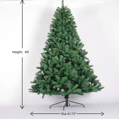 6ft Artificial Christmas Tree Full Natural Spruce PVC Fir Tree Foldable Metal Stand Unlit Green