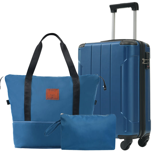 Hardshell Luggage Sets 3 Piece Carry-on Suitcases with Wheels, TSA Lock for Men Women, Blue (20in)