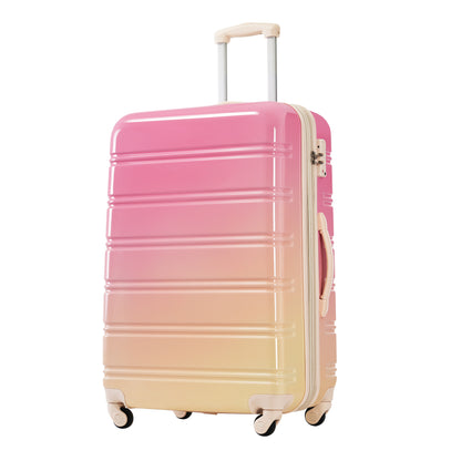 Hardshell Luggage Sets 3 Piece Gradient Color Expandable Suitcase with Spinner Wheels and TSA Lock Lightweight 20" 24" 28" Available,Pink and Yellow