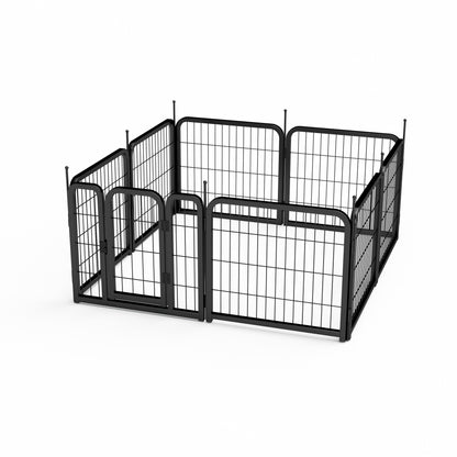 Dog Playpen Outdoor, 8 Panel Dog Fence 24" Pet Pen for Small Dogs Pet Exercise Pen for Puppy/Rabbit/Small Animals Portable Playpen for RV Camping Garden Yard, Indoor. Black, 22.2'' W x 23.6'' H.