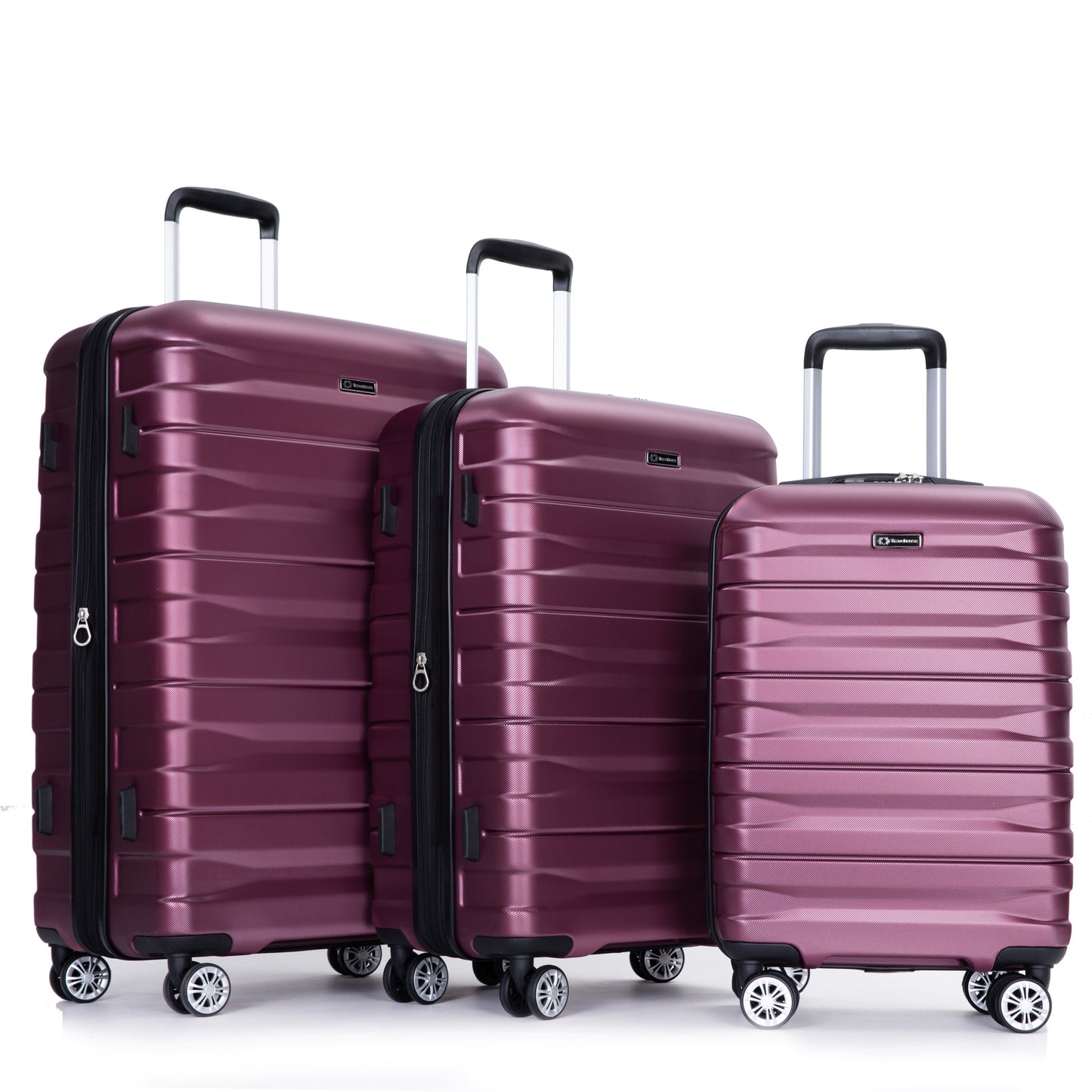 3 Piece Luggage Sets PC Lightweight & Durable Expandable Suitcase with Two Hooks, Double Spinner Wheels, TSA Lock, (21/25/29) Wine Red