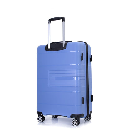 Hardshell Suitcase Double Spinner Wheels PP Luggage Sets Lightweight Durable Suitcase with TSA Lock,3-Piece Set (20/24/28) , Purplish Blue