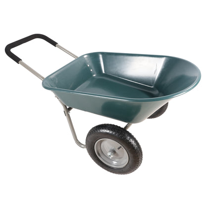 wheel barrow Two wheeled trolley for green garden 15 inch pneumatic wheel WB1001GN