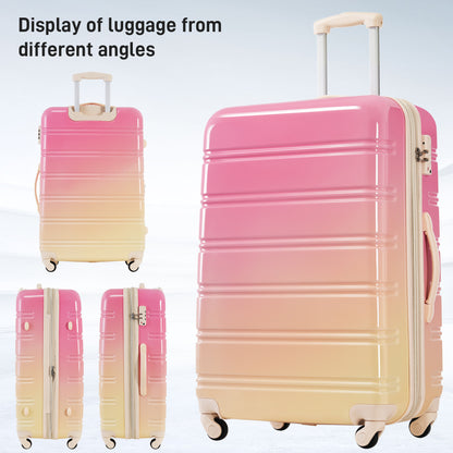 Hardshell Luggage Sets 3 Piece Gradient Color Expandable Suitcase with Spinner Wheels and TSA Lock Lightweight 20" 24" 28" Available,Pink and Yellow