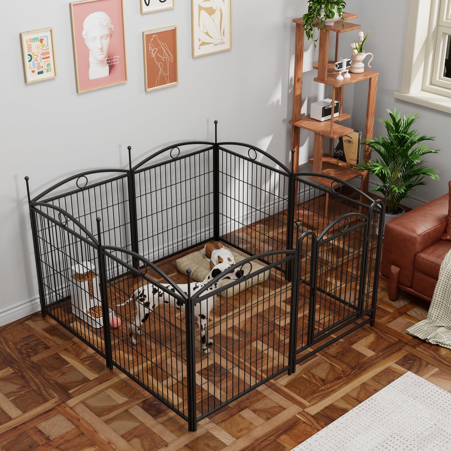 Dog Playpen Indoor 32 inch 8 Panels Metal Dog Pen Pet Dog Fence Outdoor Exercise Pen with Doors, Heavy Duty Dog Fence Puppy Pen for Large Medium Small Dogs Indoor Outdoor Foldable Pet Exercise Pen