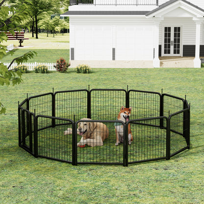 Dog Playpen Outdoor, 12 Panel Dog Fence 24" Pet Pen for Small Dogs Pet Exercise Pen for Puppy/Rabbit/Small Animals Portable Playpen for RV Camping Garden Yard, Indoor. Black, 22.2'' W x 23.6'' H.