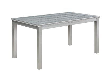 Wooden Dining Rectangular Table with Bench, Kitchen Table with Bench for Small Space, 6 Person Dining Table, Silver grey