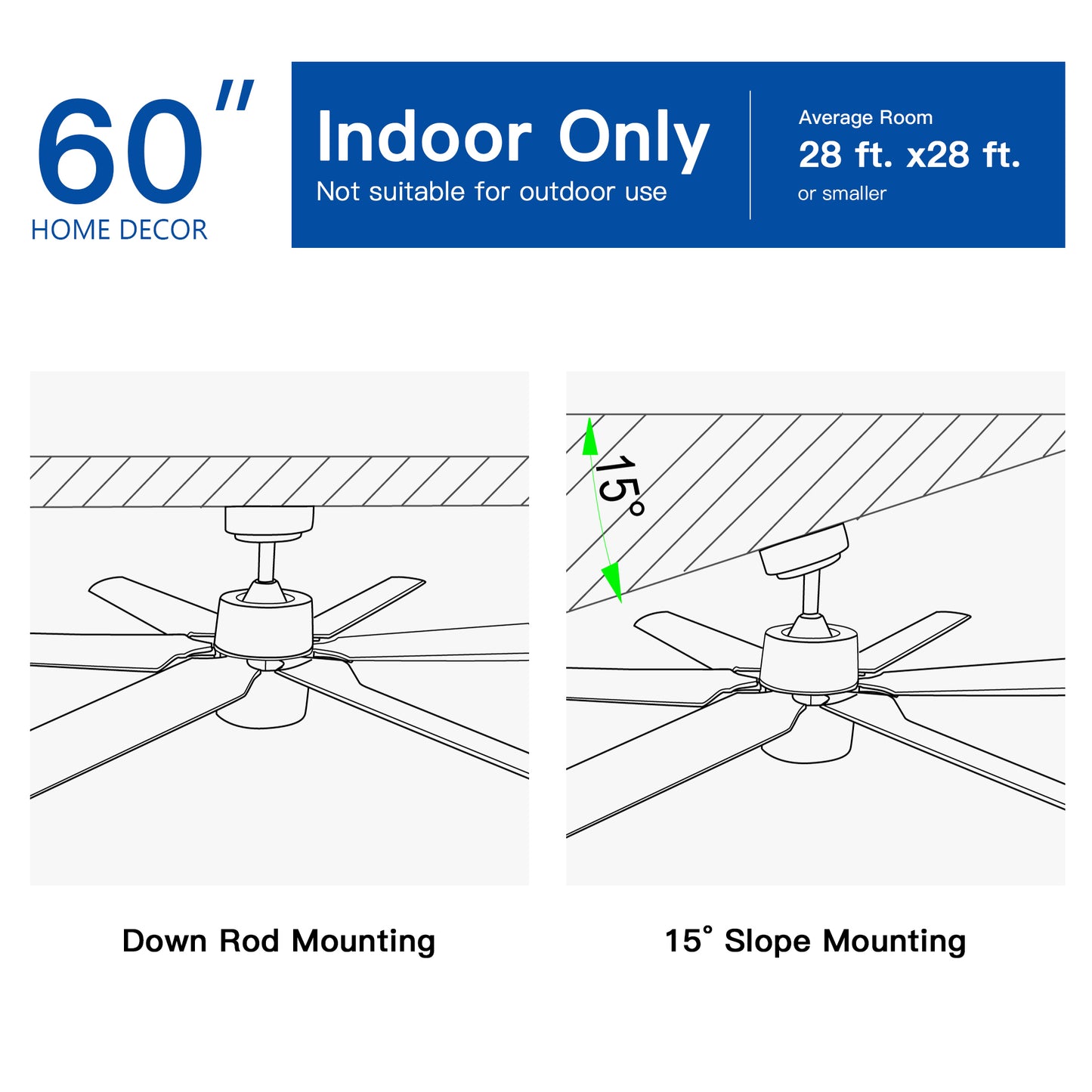 Modern 60" Integrated LED Light Ceiling Fan with Remote Control