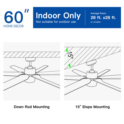 Modern 60" Integrated LED Light Ceiling Fan with Remote Control