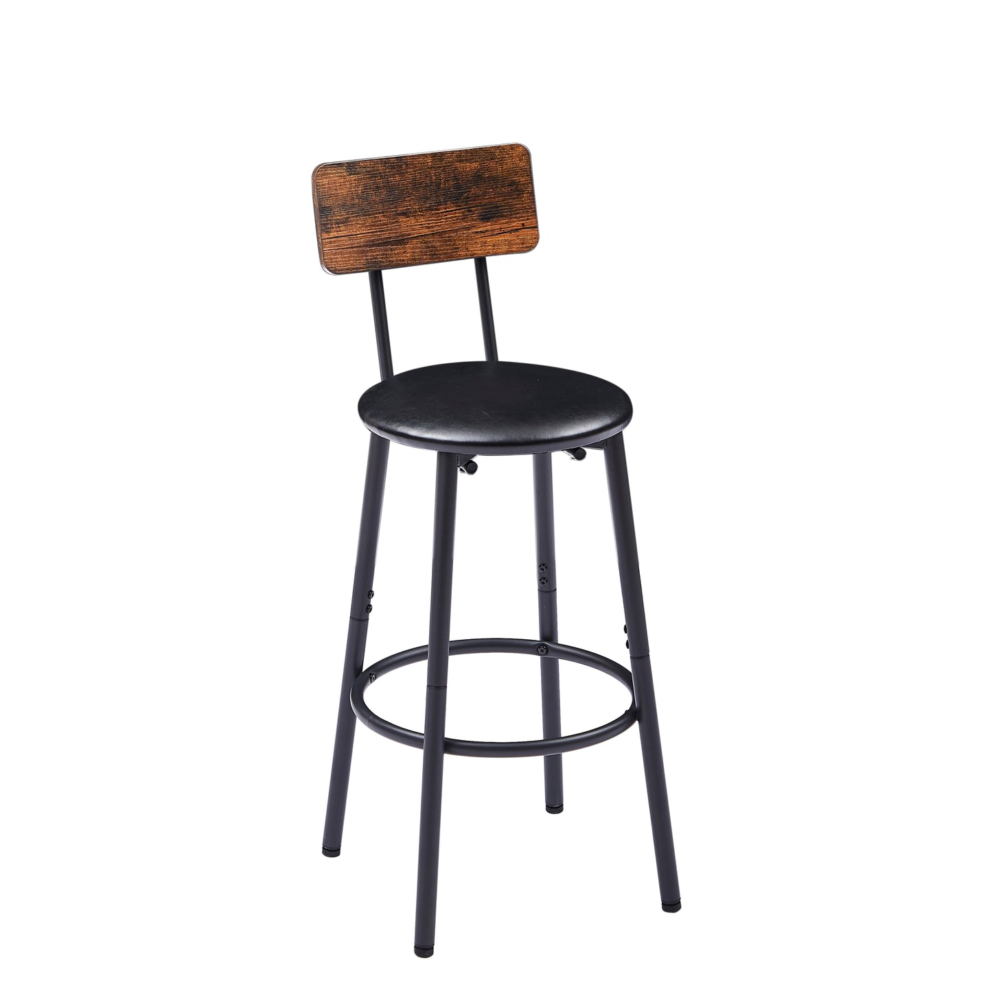 Bar Table Set with 2 Bar stools PU Soft seat with backrest, Rustic Brown, 43.31'' L x 15.75'' W x 35.43'' H.