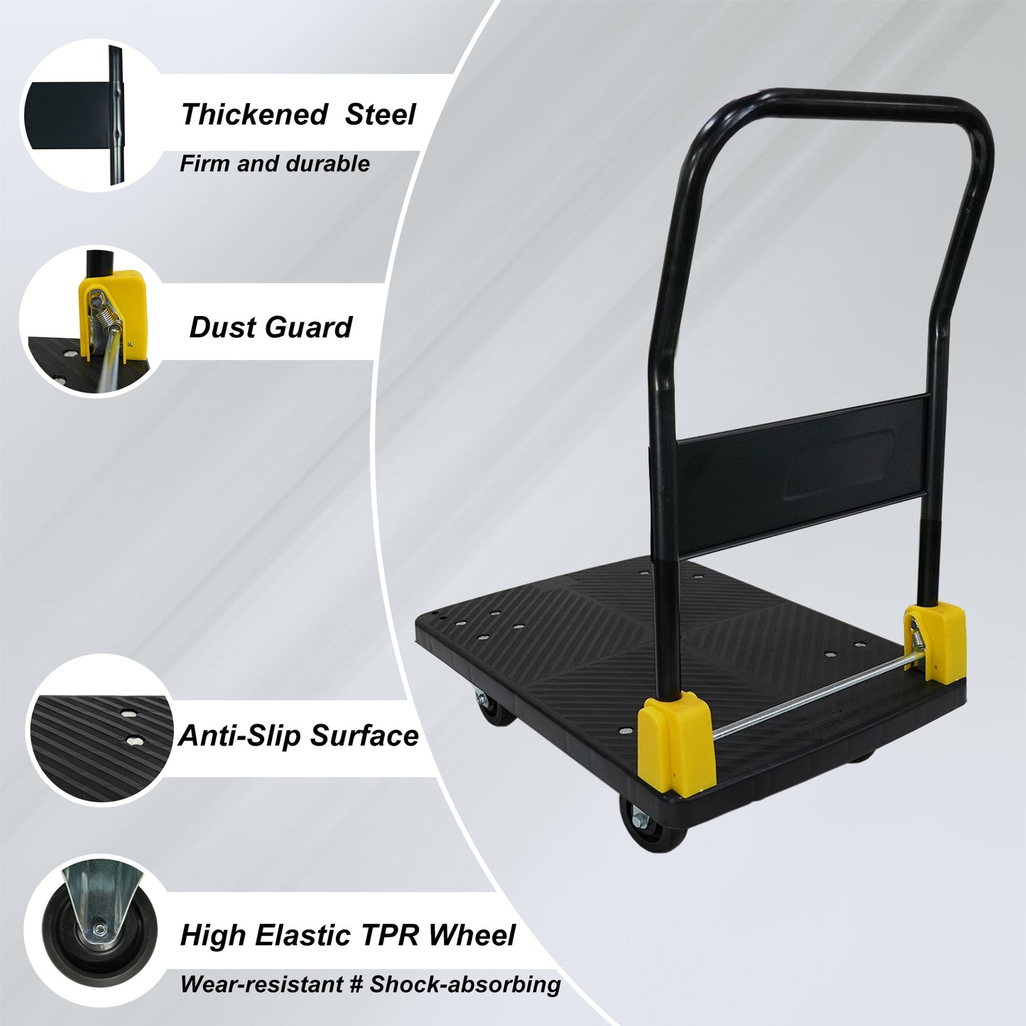 Foldable Platform Push Hand Truck Cart, 880 lbs. Weight Capacity