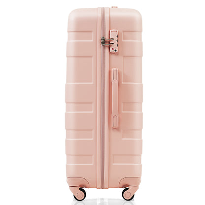 Luggage Sets New Model ABS Hardshell 3pcs Clearance Luggage Hardside Lightweight Durable Suitcase sets Spinner Wheels Suitcase with TSA Lock 20''24''28''( pink)