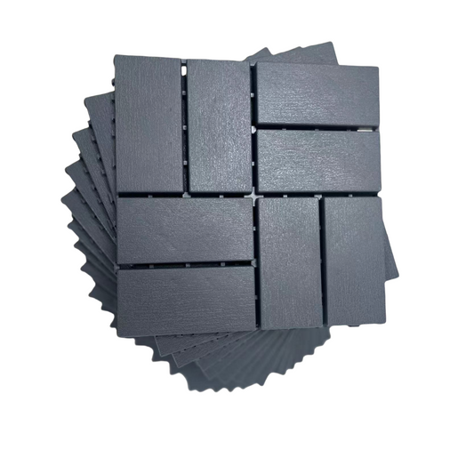 Plastic Interlocking Deck Tiles, 36-Pack, 12"x12" Waterproof Outdoor All Weather Use Patio Tiles with Enhanced Drainage Design, Perfect for Poolside, Balcony, and Backyard - Grey