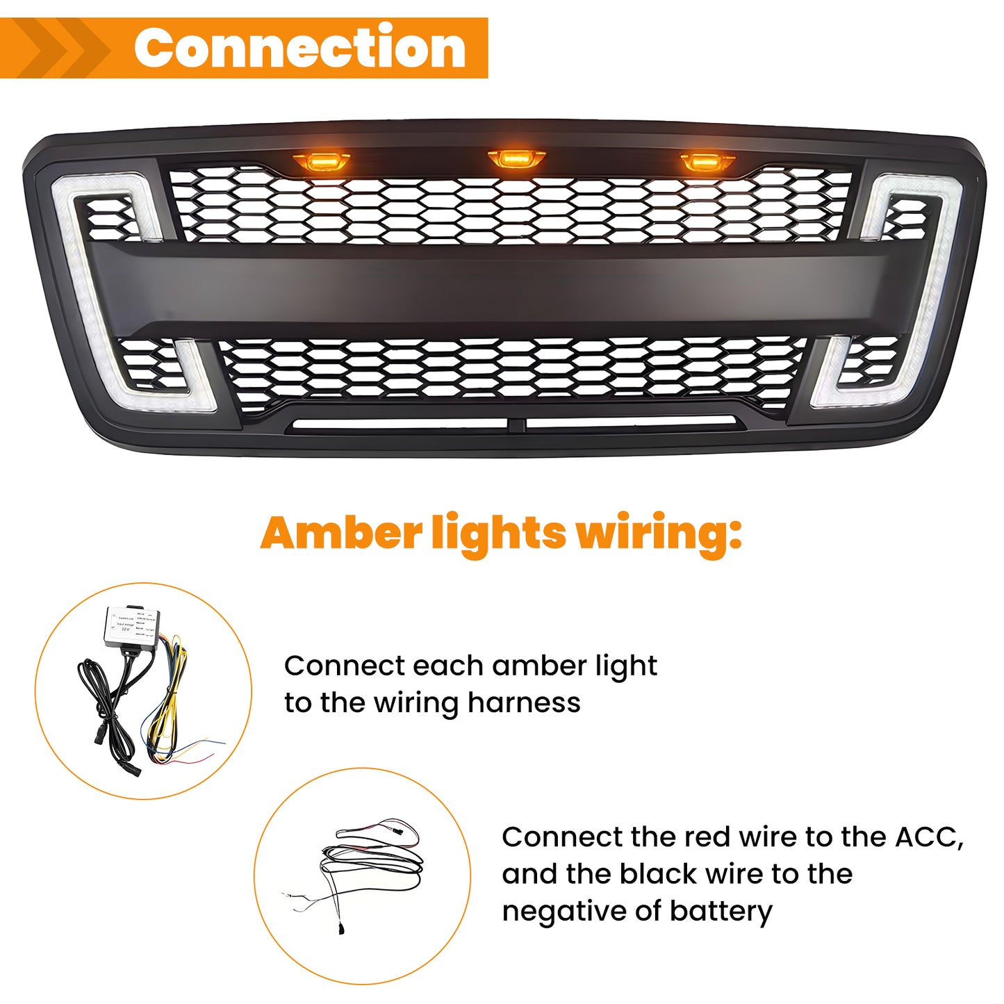 Grille for 2004-2008 Ford F150 with LED Lights