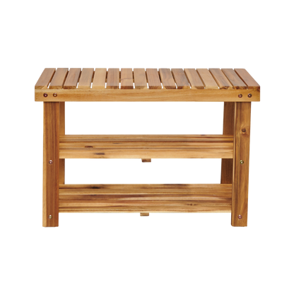 Acacia Wood Shoe Rack Bench Strong Weight Bearing Upto 200 LBS Best Ideas For Entryway Frontdoor Bathroom, Natural Color.