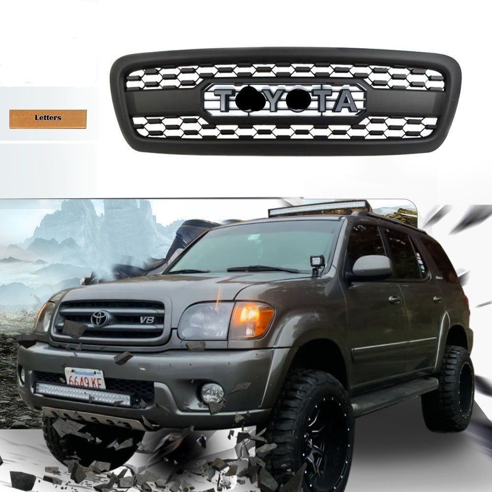 TRD PRO Aftermarket Front Grill For 1st Gen 2001 2002 2003 2004 Toyota Sequoia W/E Letters Matte Black