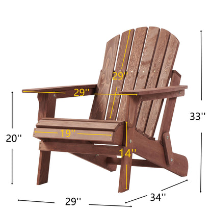 Oversize Wooden Outdoor Folding Adirondack Chair with Pre-Assembled BackRest & SeatBoard, Wood Patio Chair for Garden Backyard Porch Pool Deck Firepit