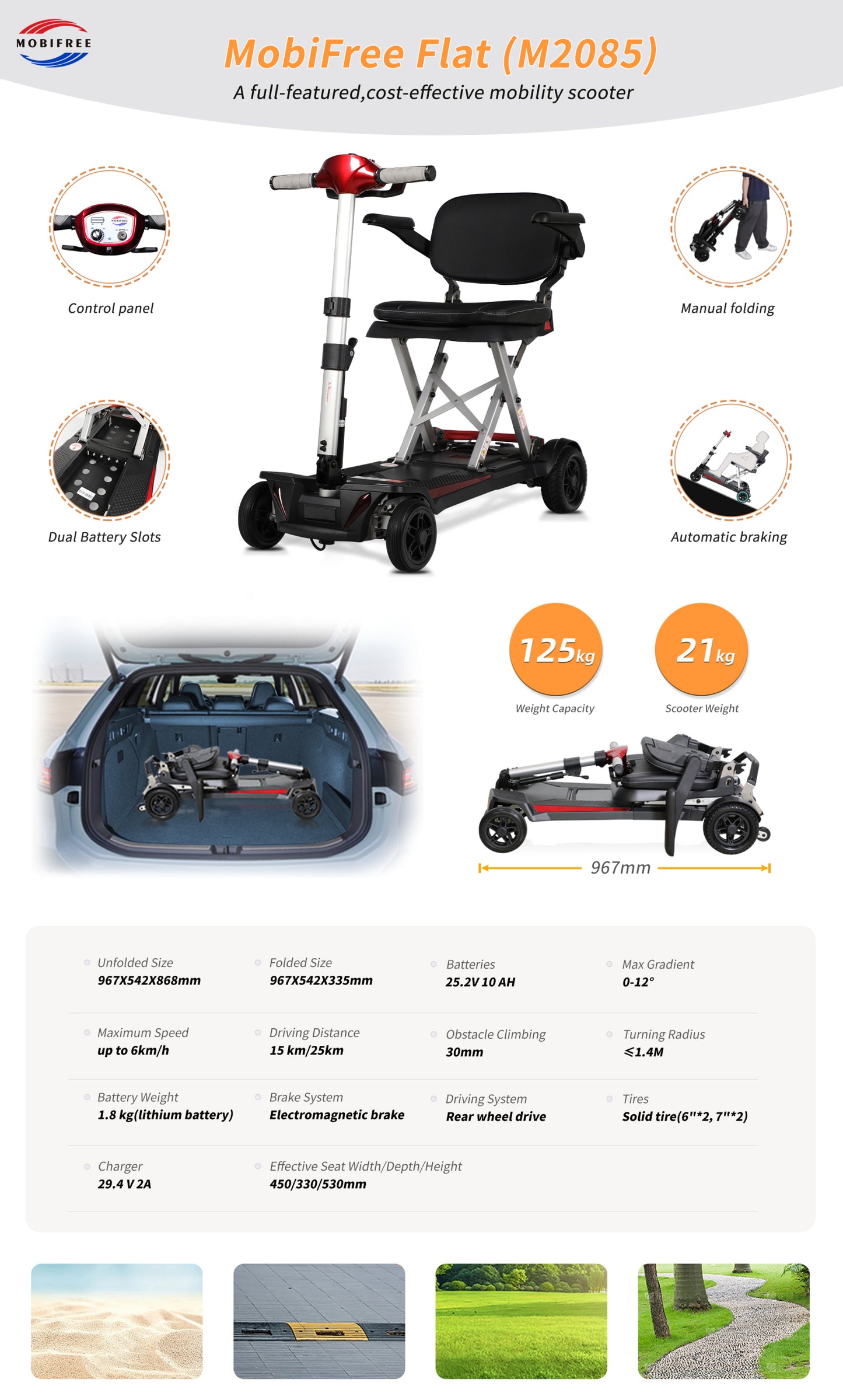 Manaul Folding Scooter M2085 Red For Senior's Easy Travel With Competitive Price