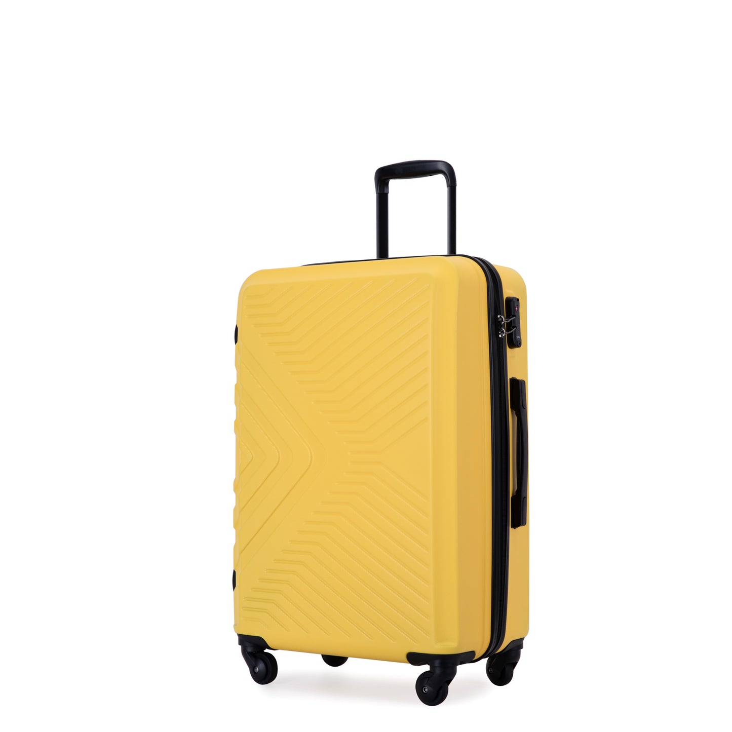 3 Piece Luggage Sets ABS Lightweight Suitcase with Two Hooks, Spinner Wheels, TSA Lock, (20/24/28), Yellow