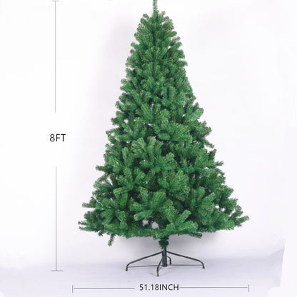 8ft Artificial Christmas Tree Full Natural Spruce PVC Fir Tree Foldable Metal Stand Unlit Green