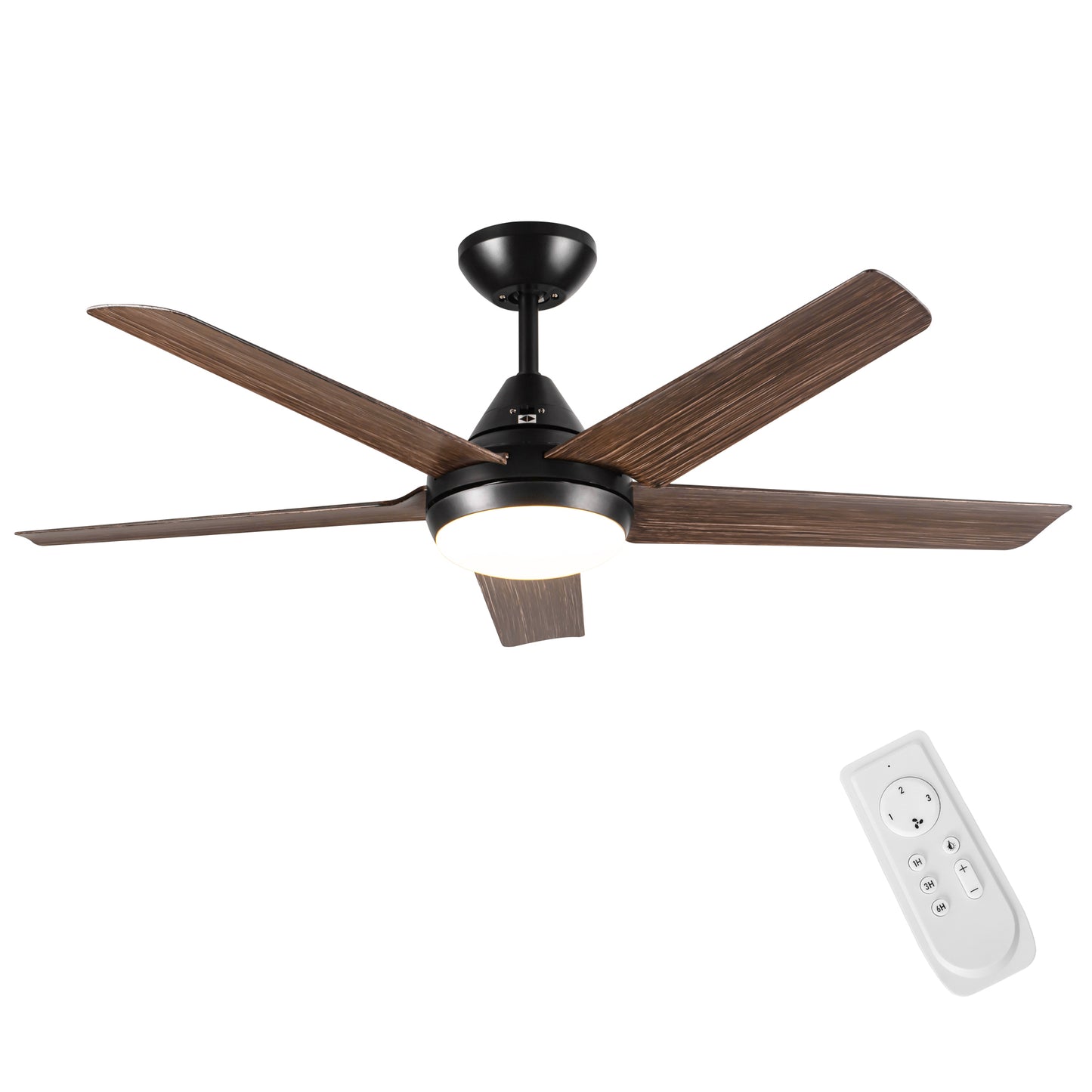 48 In Intergrated LED Ceiling Fan Lighting with Brown Wood Grain ABS Blade