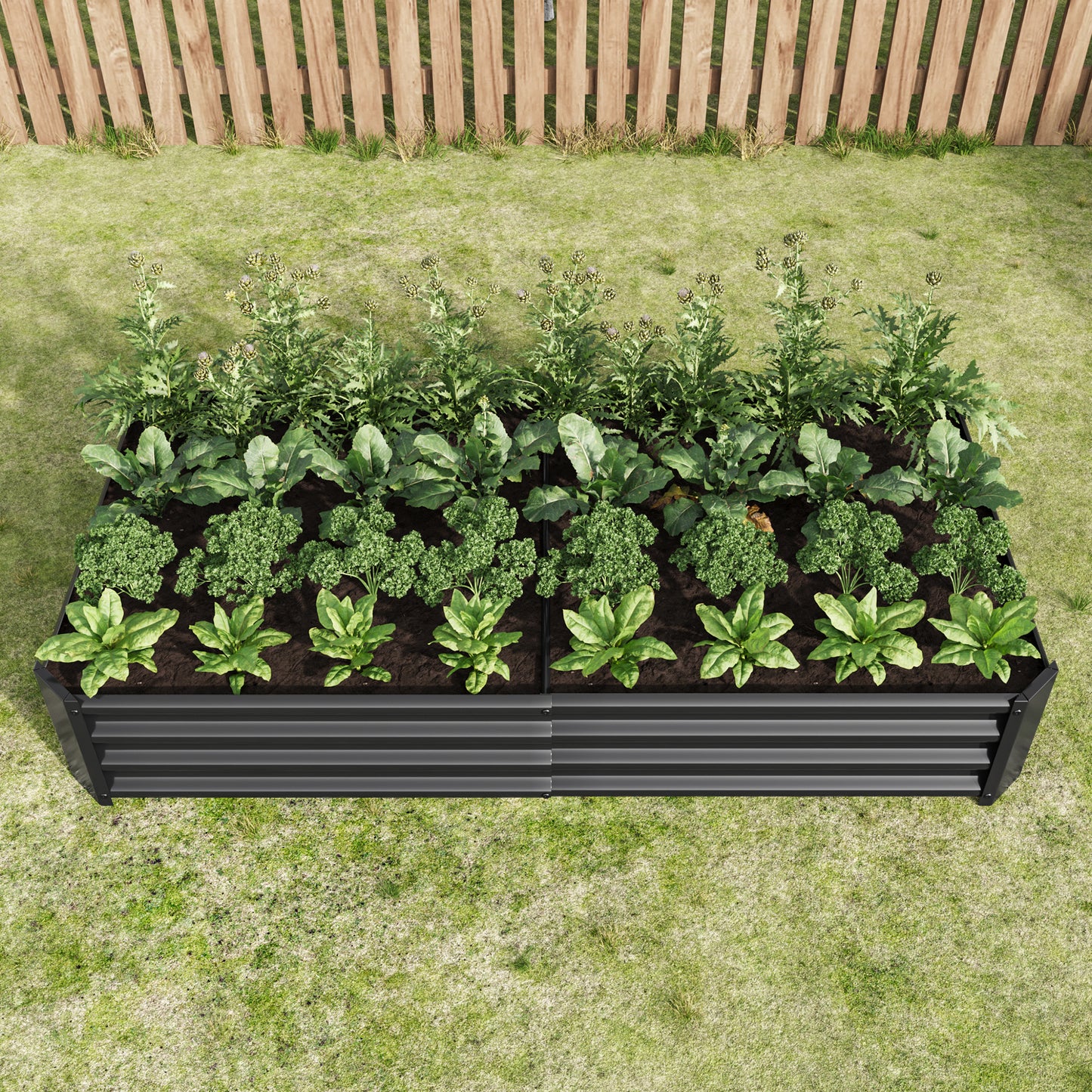 Raised Garden Bed Outdoor, 6×3×1ft , Metal Raised  Rectangle Planter Beds for Plants, Vegetables, and Flowers - Black