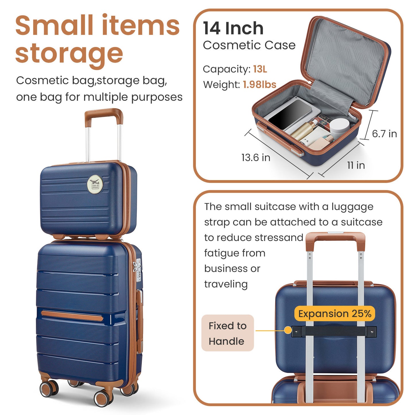 Luggage Sets 4 Piece(14/20/24/28) PP Lightweight & Durable Expandable suitcase