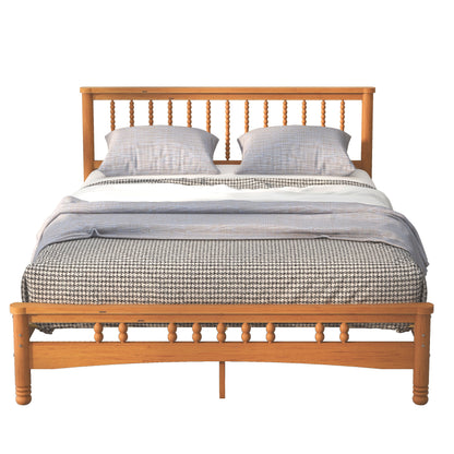 Queen Size Elegant Style Wooden Platform Bed Frame With Headboard,No Need Box Spring,Easy Assembly