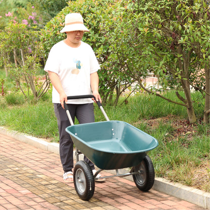 wheel barrow Two wheeled trolley for green garden 15 inch pneumatic wheel WB1001GN