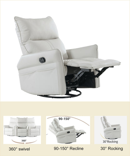 Rocking Recliner Chair,360 ° Swivel Nursery Rocking Chair,Glider Chair,Modern Small Rocking Swivel Recliner Chair for Bedroom,Living Room Chair Home Theater Seat,Side Pocket(Light Gray+360°Swivel)