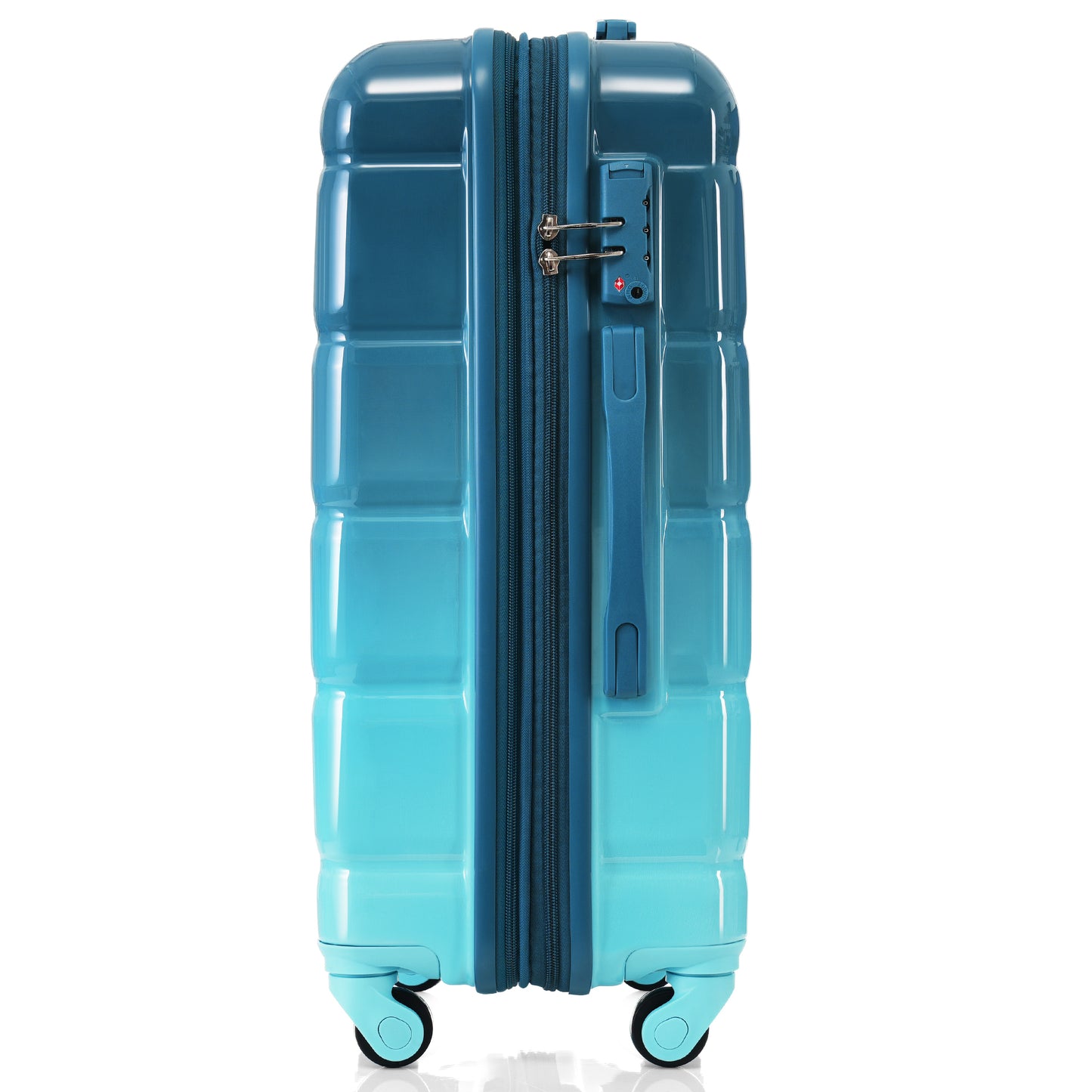 Luggage Set of 3, 20-inch with USB Port, Airline Certified Carry-on Luggage with Cup Holder, ABS+PC Hard Shell Luggage with Spinner Wheels, Blue