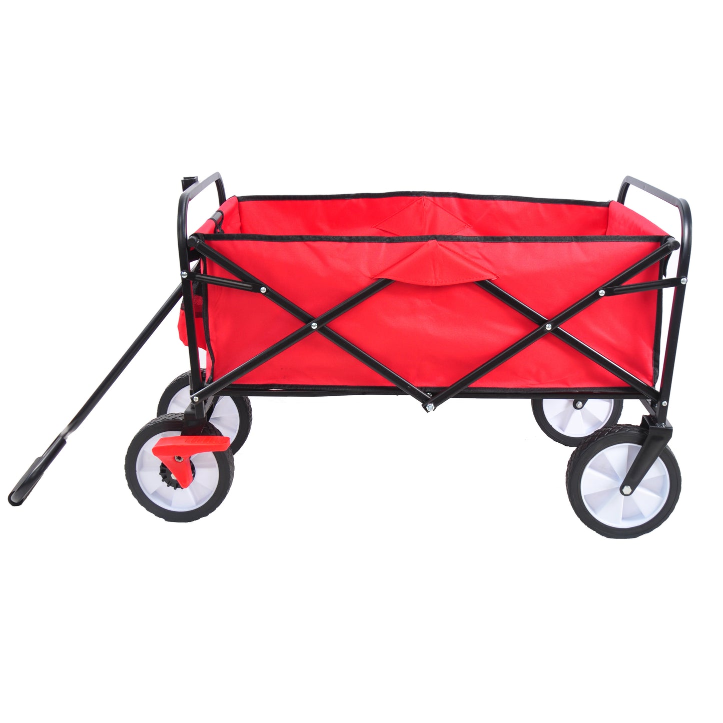 Folding Wagon Garden Shopping Beach Cart (Red)