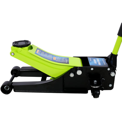 Low Profile Hydraulic Trolley Service/Floor Jack, 4 Ton (8000 lbs) Capacity, Lifting Range 2.5"-20",green