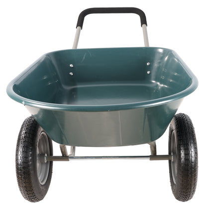 wheel barrow Two wheeled trolley for green garden 15 inch pneumatic wheel WB1001GN